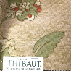 Thibaut Remnant Fabric Cotton Birds Flowers Neutral Colors 2 PCS 25″ x 25″ Each