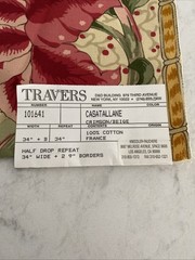 Travers Fabric “Casatallane” Crimson/Beige 100% Cotton France 27.5”x17.5”