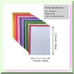 Colorful Felt Sheets Pack 40 Sheets 8×12 Inches
