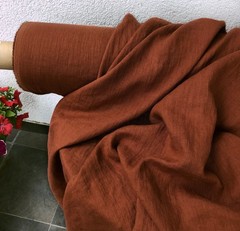 100% Organic Cotton Fabric By The Yard Rust Brown Hand Dyed Sewing Material Soft