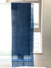 Antique Japanese BORO Indigo Kaya Mosquito Net Fabric Faded Distressed Blue 74″