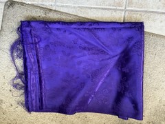 DEEP PURPLE SATIN Jacquard Brocade Fabric Rosette Floral 58 Inch Polyester, BTY