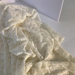 2 Pieces Fabric Lace 59 Inches Wide 190 Inches Long Cream Colored Wedding Party