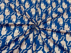 5 Yard Indian Blue Tiger Hand Block Print Cotton Fabric Dressmaking Sewing Art