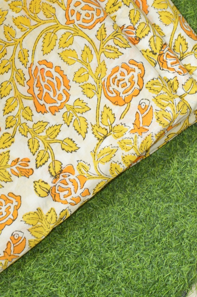 NO TARRIF CHARGES 100%✅ ZK_175 Hand Block Floral Print 100%Cotton 20Yard Fabric#