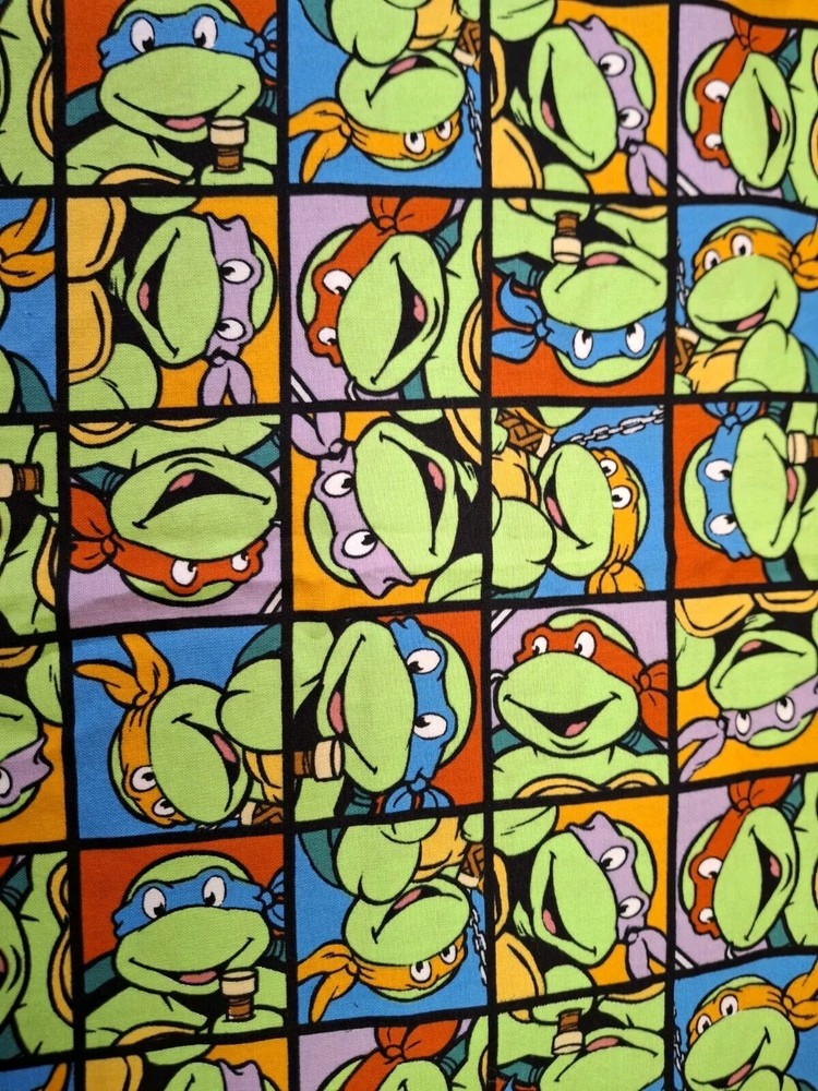 Teenage Mutant Ninja Turtles Fabric TMNT Material 43in X 39in Turtle Power Face