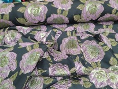 Mauve Gold Floral Metallic Brocade Fabric Sold By The Yard Black Jacquard Emboss