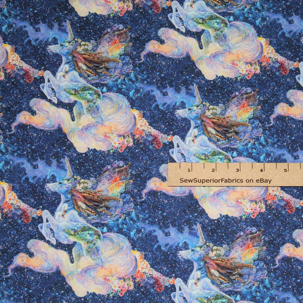 Celestial Journey Unicorn Sky 3 Wishes Digital Print Fabric 1/2 Yard #17131