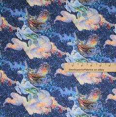 Celestial Journey Unicorn Sky 3 Wishes Digital Print Fabric 1/2 Yard #17131
