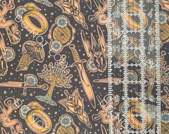 Custom 100% Cotton Woven Fabric Lord Of The Rings Elements By The 1/4 Yard 9×56