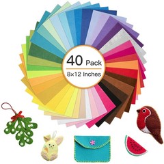 8 x 12 Inches Felt Sheets for Crafts, 40Pcs Squares Fabric Sheets, Assorted C…