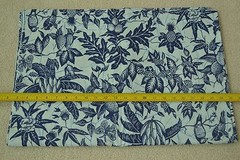30″ Long, Vintage, Large Navy Flowers & Birds on Light-Blue, Burlington, C2386