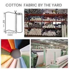 100% Combed Cotton Fabric by The Yard, 66 inches Wide, Premium Soft Breathabl…