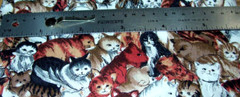 Hi Fashion Fabrics ~ Cats Cuddling White Brown Orange Cotton 44” wide x 1/2 yd