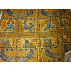 Vintage 5th Avenue Designs Egyptian Revival Linen Fabric 48×52 Winged Scarab