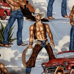 The Alexander Henry Fabric Wranglers Cowboys Western Cotton Fabric 1 Yard 2005