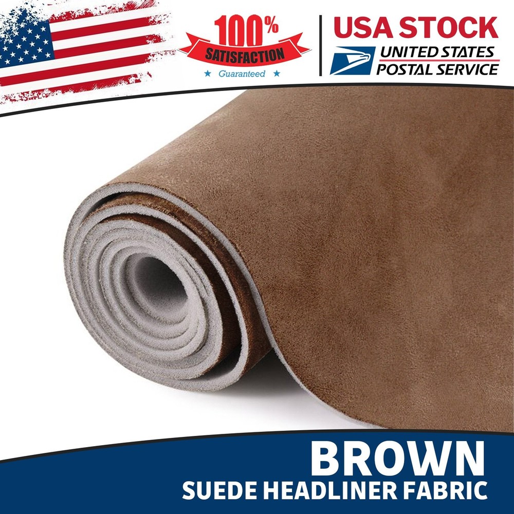 Brown Suede Headliner Fabric Polyester Backing for Car Roof Panel Lining 60″x60″
