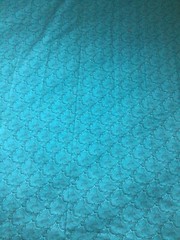 Vintage Cotton Print Fabric Black Waves on Dark Teal 2 yrds x 45″ Wide
