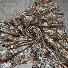 Jo-Anne Fabric Sheer Animal Print Squares Cheetah Zebra Brown Blk 57″W 58″L 1+Yd