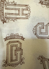 Harry Potter Hogwarts Houses Letters Beige Camelot Fabric 100% Cotton 1 Yard