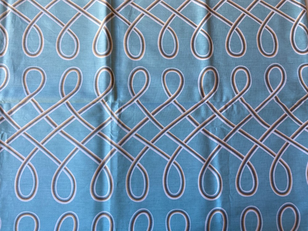 ROBERT ALLEN 2012 FABRIC~Home Decor~MINT GREEN~Brwn Loops Swirls~GEOMETRIC~48×78