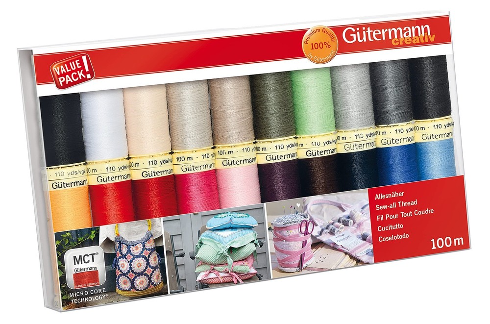 Gutermann Thread Set: Sew-All: 100m: Pack of 20, Assorted 100m, Popular Basic