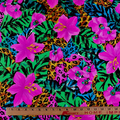 Vintage 80s Swimwear Lycra Fabric Neon Tropical Pink Missbrenner 66 x 57 Precut