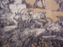 French Country Toile Fabric Lot of 3 Matching Pieces Pastoral Scene Upholstery