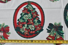 36″ x 44″, Vintage, Red & Green on White Christmas Craft Panel, Wamsutta, P8763