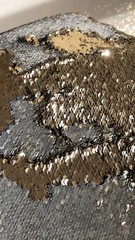 Reversible 3mm Gold & Silver Sequins Fabric | (2 Way Stretch/Per Yard)