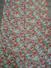 VTG Tropical Fabric Watercolor Hibiscus 80’s Peach Seafoam 140×45 Sewing