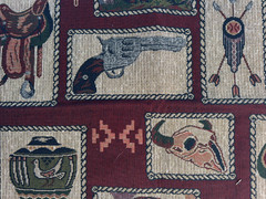 Fabric – Vintage Upholstery Tapestry Western Cowboy in Rope Frames 18″ L x 54″ W