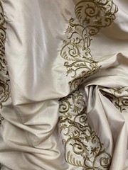 FAUX SILK EMBROIDERED~DRAPERY UPHOLSTERY Gold By The Yd