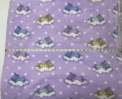 NEW Plush Fleece fabric by the Yd – Sleeping Unicorns on Purple – 58” W