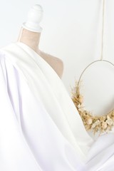 White Mikado Satin Fabric by the Yard, Bridal Dress Fabric, Heavy Luxury Satin