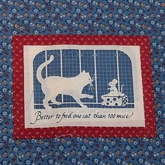 VINTAGE “COUNTRY SUNSHINE FOLK SAYINGS” BLUE & RED CALICO 16 Quilt Squares NOS