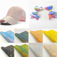 20x30cm Glitter Synthetic Leather Sequin Fabric Sheet for Bow Handmade Bag Craft