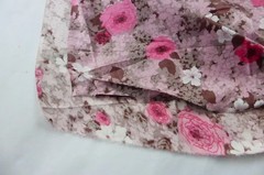 50s Pink Floral Rose Polished Cotton Fabric Remnant 42″Wx72″L 2yds Cottagecore