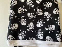 Quilting Sewing Fabric Timeless Treasure VTG 2006 Black White Skull Bones