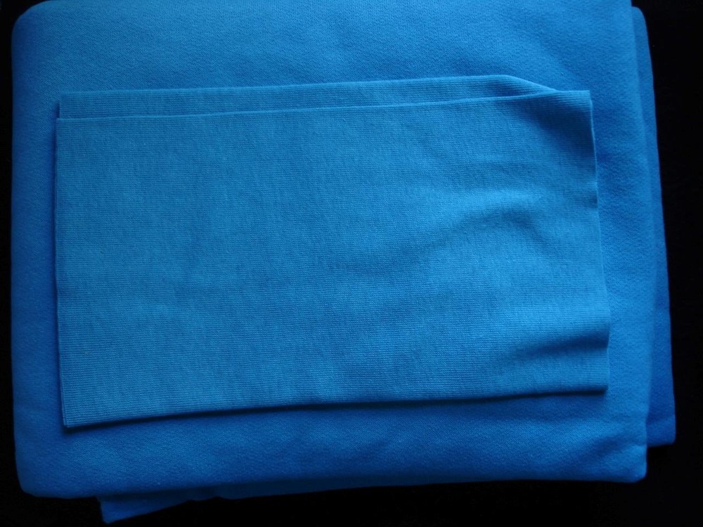 2 Yards Turquoise Blue Sweatshirt Material 60 Inches Wide Ribbing 10×40 Ribbing