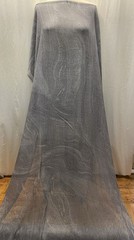 100% Silk Chiffon w/ Lurex Gold Stripes & Wave Gray Fabric By the Yard 44″ Wide