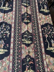 Turczyn Bloomcraft Jacobean Cotton Fabric Black Chinoiserie Pastoral 54×98”