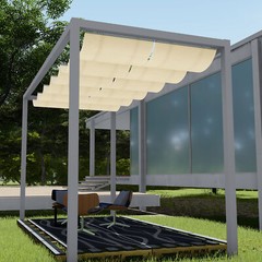 E&K Retractable Pergola Canopy Cover Waterproof Awning Deck Garden Yard Beige