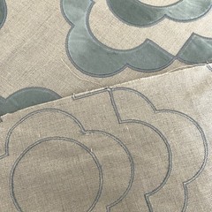 Lee Jofa Tremoille Linen Fabric Remnant in Grayish Blue 2.33 Yards Raised Velvet