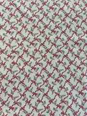 VTG Fabric Traditions 1992 Victorian Pink Ribbons Bows Cotton by the HALF YARD