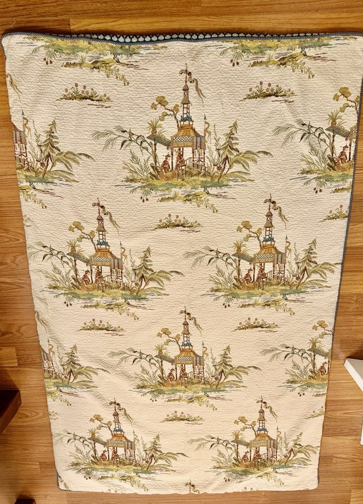 PINDLER & PINDLER ‘Meiling’ Garden Chinoiserie Damask Fabric QUILT/ Throw 70×45