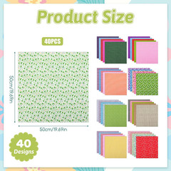 40 Pcs 20 X 20 Inch Cotton Fabric Bundle Square Quilting Patchwork, Cotton Fat Q