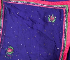 Sushila Vintage Blue Scrap Dupatta Pure Chiffon Stone Glass Beads Work LongStole