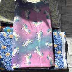 Lot fabric 1 yard each Little Dolly by Elea Lutz Multicolor . Unicorn Floral