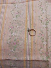 Creamcile Orange Sheer Fabric Flocked 30″ X 44″ Vintage Striped Floral Columns